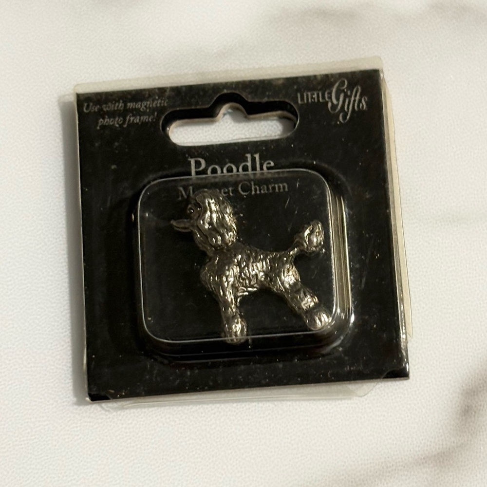 Poodle Silver Tone Dog Charm Magnet New
